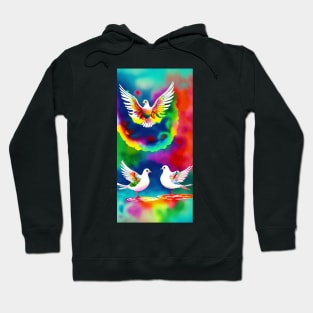 Watercolor Doves Tie Dye Psychedelic Rainbow Hoodie